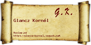 Glancz Kornél névjegykártya